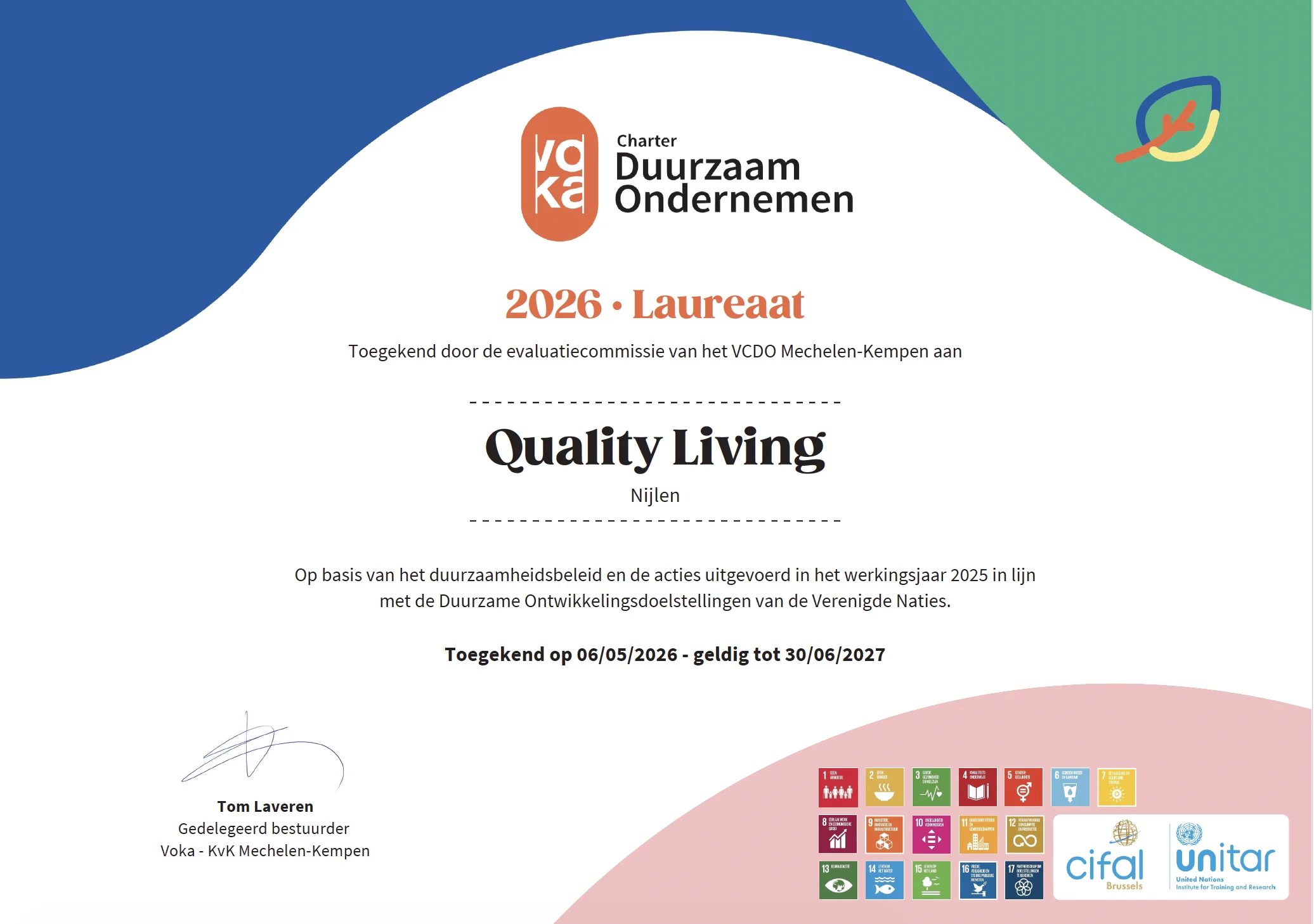 VCDO-certificaat 2026-QualityLiving